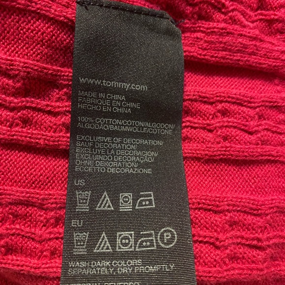 Super Soft 2X Tommy Hilfiger Red V-Neck Sweater Cable-Knit style Casual - Picture 6 of 9